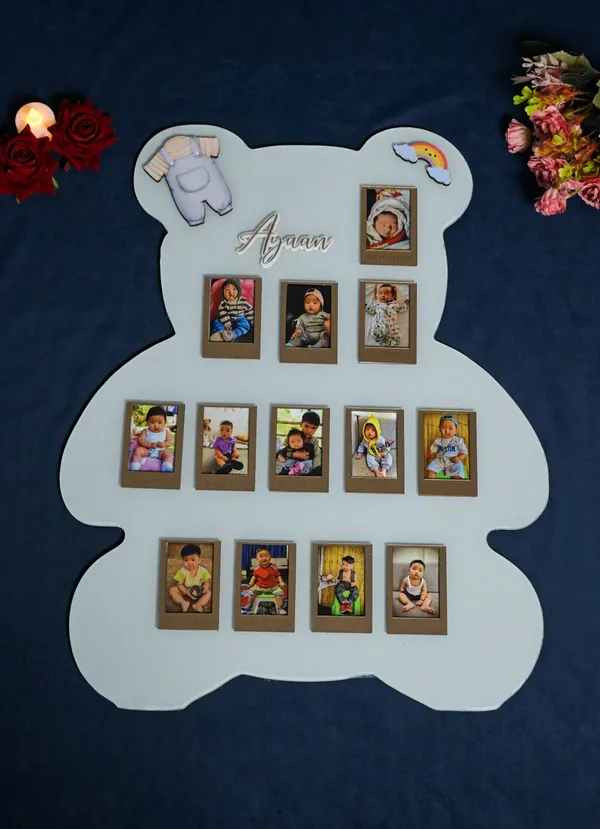 Multicolor_Metal_Baby_Photo_Board_With_Teddy_Shape_For_Gifting