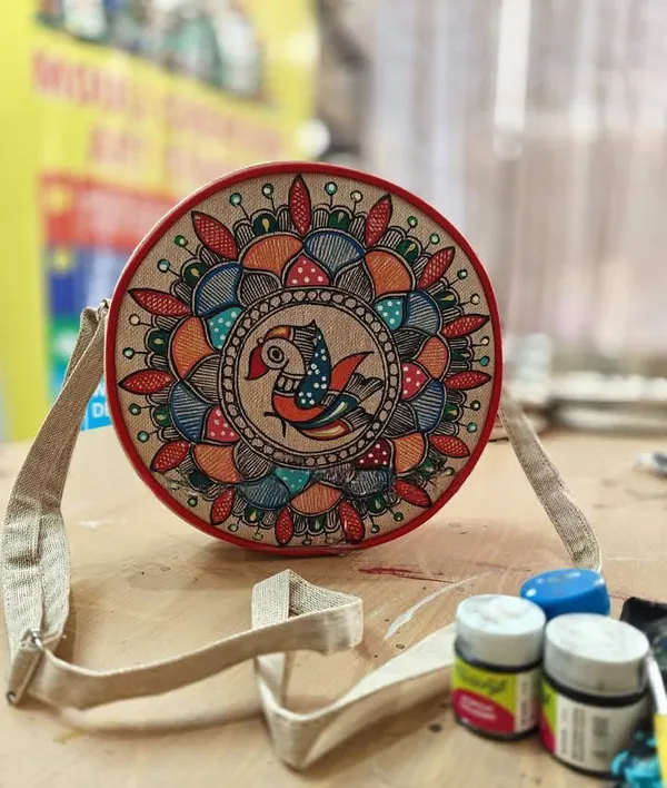 Multicolor_Trendy_Stylish_Handmade_Round_Sling_Bags_With_Authentic_Madhubani_Painting_For_Women
