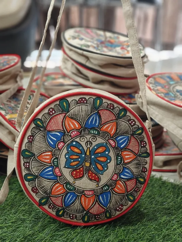 Multicolor_Trendy_Stylish_Handmade_Round_Sling_Bags_With_Authentic_Madhubani_Painting_For_Women