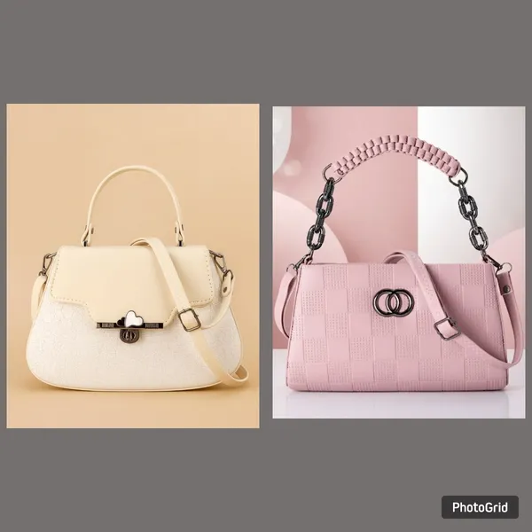 Cream_&_Pink_Heart_Lock_Hanbag_For_Women_|_Pack_Of_2_Handbag_With_Durable_Straps
