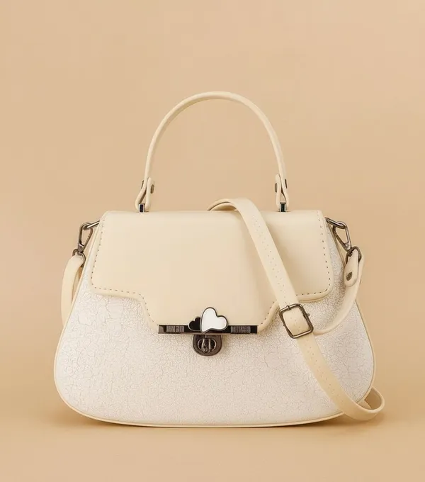 Cream_Heart_Lock_Hanbag_For_Women_|_Premium_Handbag_With_Durable_Straps