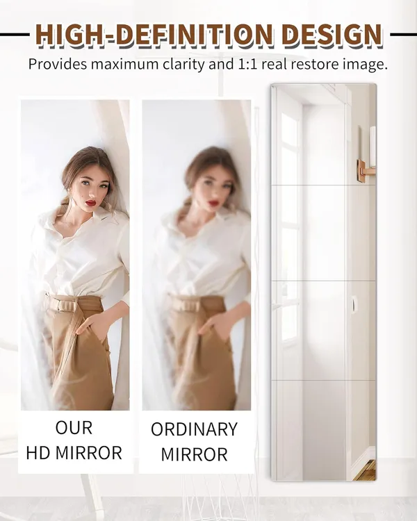 Multicollor_Unbreakable_Full_Length_Wall_Mirror_Tiles,Made_Of_Unbreakable_Plexiglass_Acrylic,Extra_Thick_1/8"_4_Pack_12"X12",_Long_Mirrors_For_Bedroom_Door,Usde_For_Closet,Workout_For_Home_Gym_Body