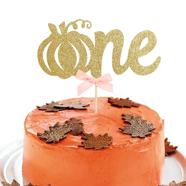 Gold_Pumpkin_One_Cake_Topper_For_Baby_Girls_-_Gold_Glitter_Cake_Topper_With_Rose_Pink_Bow_For_1St_Birthday,_Pumpkin_Birthday_Party_Decorations,_Glitter_Cake_Decorating_Supplies,_First_Birthday_Cake_Topper,_Cake_Smash_Decorations