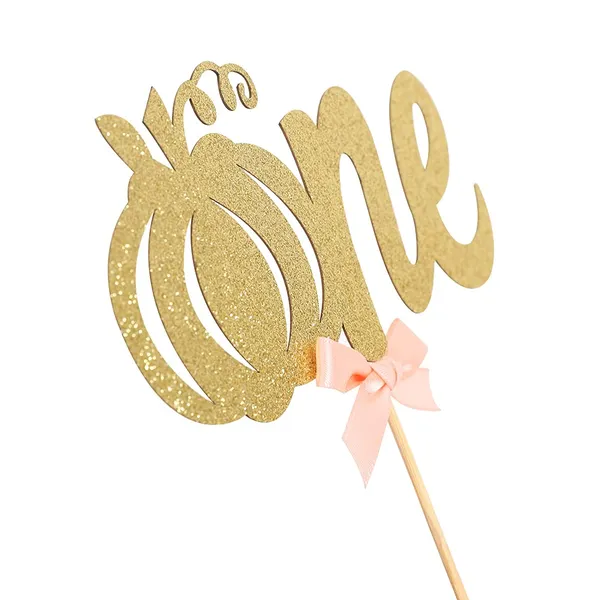 Gold_Pumpkin_One_Cake_Topper_For_Baby_Girls_-_Gold_Glitter_Cake_Topper_With_Rose_Pink_Bow_For_1St_Birthday,_Pumpkin_Birthday_Party_Decorations,_Glitter_Cake_Decorating_Supplies,_First_Birthday_Cake_Topper,_Cake_Smash_Decorations