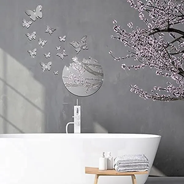 Silver_17_Pieces_3D_Butterfly_Acrylic_Mirror_Sticker_|_Removable_Butterfly_Wall_Decals_|_Mural_Stickers_For_Decoration/Diy_Projects/Party_Supplies_|_Silver