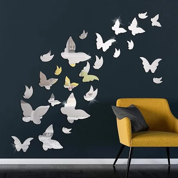 Gold_21_Pieces_3D_Butterfly_Acrylic_Mirror_Sticker_|_Butterfly_Wall_Decals_|_For_Decoration/Diy_Projects/Party_Supplies_|_Silver