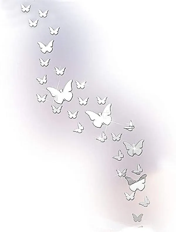 Gold_30_Pieces_3D_Butterfly_Acrylic_Mirror_Sticker_|_Butterfly_Wall_Decals_|_For_Decoration/Diy_Projects/Party_Supplies_|_Silver