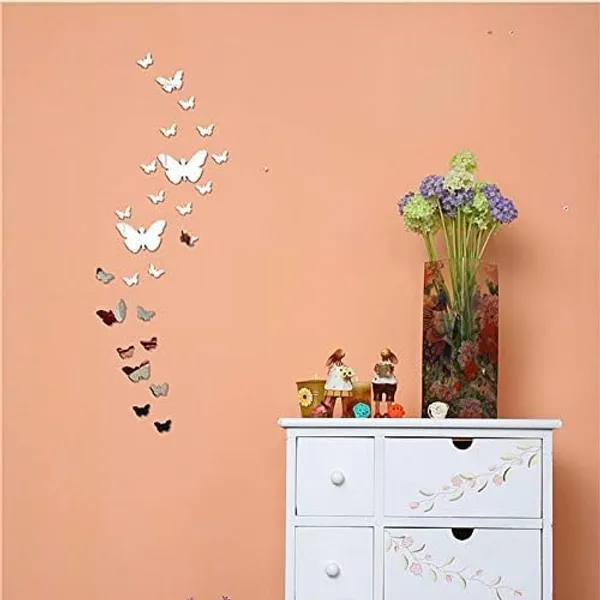 Gold_30_Pieces_3D_Butterfly_Acrylic_Mirror_Sticker_|_Butterfly_Wall_Decals_|_For_Decoration/Diy_Projects/Party_Supplies_|_Silver