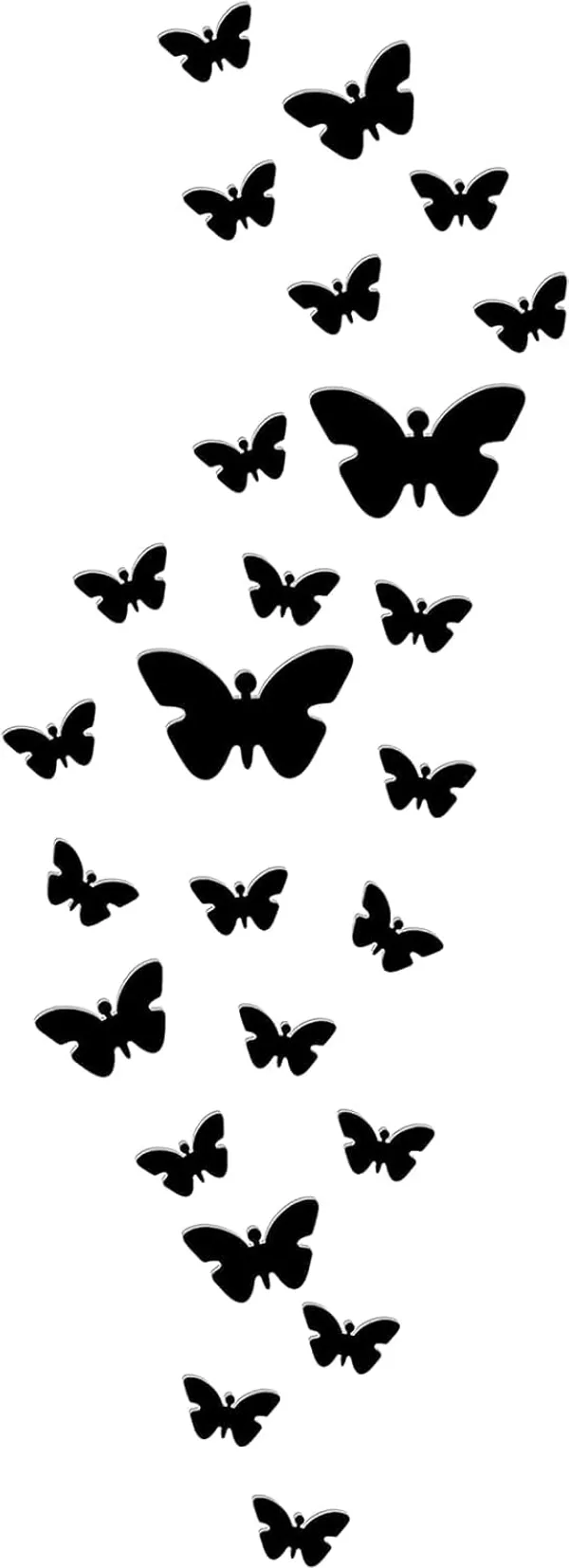 Multicollor_50_Pieces_3D_Butterfly_Acrylic_Mirror_Sticker_|_Butterfly_Wall_Decals_|_For_Decoration/Diy_Projects/Party_Supplies_|_Black