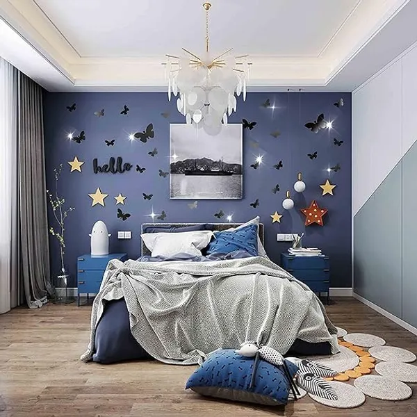 Multicollor_50_Pieces_3D_Butterfly_Acrylic_Mirror_Sticker_|_Butterfly_Wall_Decals_|_For_Decoration/Diy_Projects/Party_Supplies_|_Black