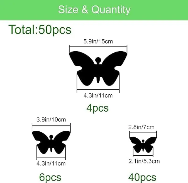 Multicollor_50_Pieces_3D_Butterfly_Acrylic_Mirror_Sticker_|_Butterfly_Wall_Decals_|_For_Decoration/Diy_Projects/Party_Supplies_|_Black