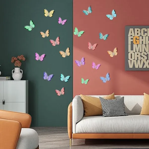 Silver_24_Pieces_3D_Butterfly_Wall_Stickers_|_Double_Layers_Butterfly_Shape_Wall_Art_|_For_Decoration/Card_Making/Diy_Projects/Party_Supplies_|_Silver_Color