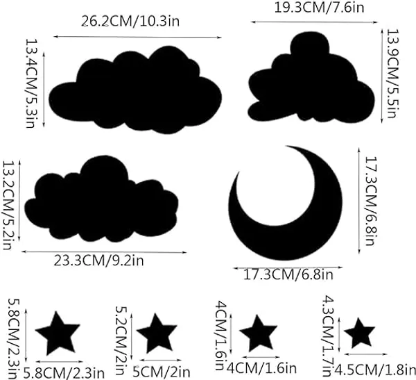Silver_3D_Acrylic_Cloud_Moon_Stars_Mirror_Stickers_|_Decorative_Silver_Mirror_Wall_Art_|_Adhesive_Art_Decal/Diy_Projects/Party_Supplies_|_Silver