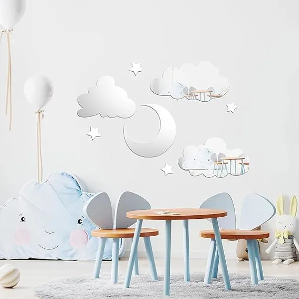 Silver_3D_Acrylic_Cloud_Moon_Stars_Mirror_Stickers_|_Decorative_Silver_Mirror_Wall_Art_|_Adhesive_Art_Decal/Diy_Projects/Party_Supplies_|_Silver