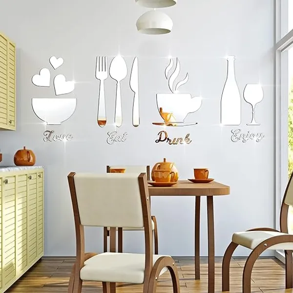 Multicollor_17_Pieces_3D_Kitchen_Wall_Decor_|_Fork_Spoon_Bowl_Tea_Cup_Bottle_Sign_|_Diy_Detachable_Mural_Sticker_For_Decoration/Diy_Projects/Party_Supplies