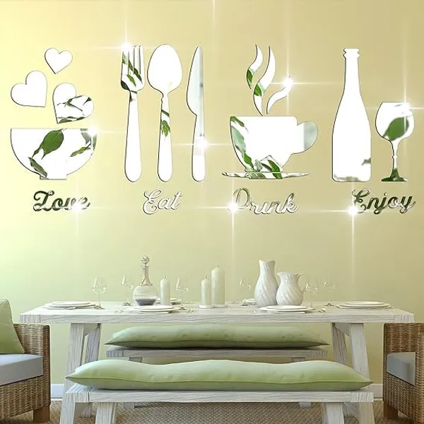 Multicollor_17_Pieces_3D_Kitchen_Wall_Decor_|_Fork_Spoon_Bowl_Tea_Cup_Bottle_Sign_|_Diy_Detachable_Mural_Sticker_For_Decoration/Diy_Projects/Party_Supplies