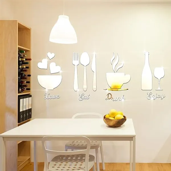 Multicollor_17_Pieces_3D_Kitchen_Wall_Decor_|_Fork_Spoon_Bowl_Tea_Cup_Bottle_Sign_|_Diy_Detachable_Mural_Sticker_For_Decoration/Diy_Projects/Party_Supplies