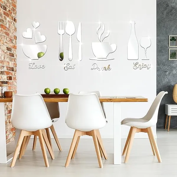 Multicollor_17_Pieces_3D_Kitchen_Wall_Decor_|_Fork_Spoon_Bowl_Tea_Cup_Bottle_Sign_|_Diy_Detachable_Mural_Sticker_For_Decoration/Diy_Projects/Party_Supplies