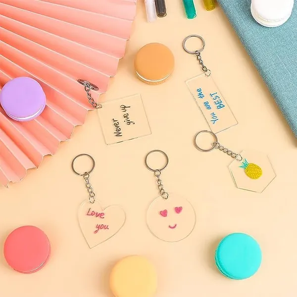 Transparent_Acrylic_Blank_Keychain_|_200Pcs_Ornament_Acrylic_Blanks_Discs_Keychain_|_Round,_Heart,_Square,_Rectangle_And_Hexagon_Shaped_With_Hole_For_Engraving_Diy_Projects_|_Clear