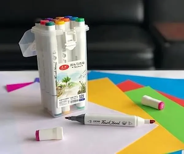 Multicollor_36_Pieces_Double_Brush_Tipped_Student_Markers_|_Dual_Head_Permanent_Art_Set_For_Sketching_And_Drawing_|_Dry_Smudge_Proof_For_Kids_&_Adults