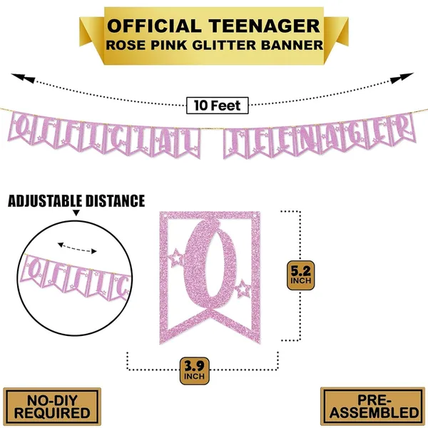 Pink_13Th_Birthday_Decorations_-_Official_Teenager_Glitter_Banner_|_Rose_Pink_Glitter_Bunting_For_Girls_&_Boys_|_13Th_Birthday_Party_Supplies_|_Pre-Assembled_|_No_Diy_Required