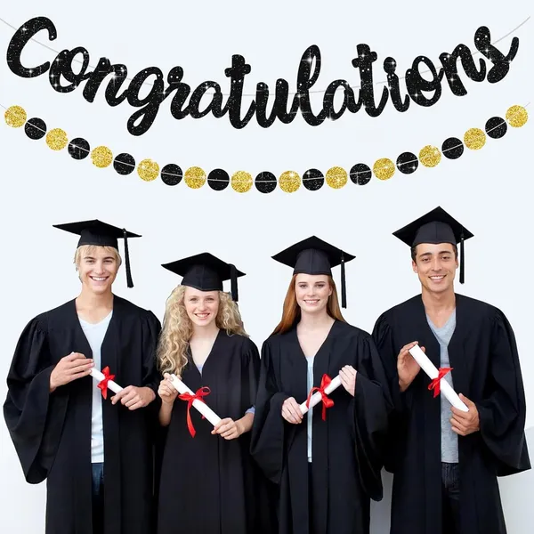 Black_Congratulations_Banner_|_Black_Glitter_With_Black_&_Gold_Circle_Garland_|_Graduation,_Engagement,_Retirement,_And_Achievement_Party_Decoration_|_Pre-Strung_&_Reusable_Glitter_Garland