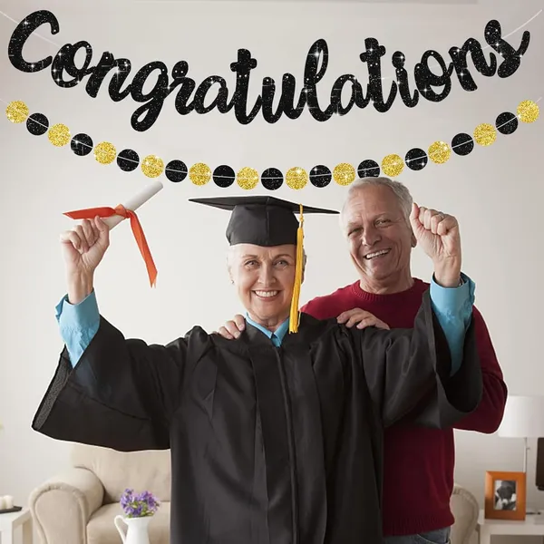 Black_Congratulations_Banner_|_Black_Glitter_With_Black_&_Gold_Circle_Garland_|_Graduation,_Engagement,_Retirement,_And_Achievement_Party_Decoration_|_Pre-Strung_&_Reusable_Glitter_Garland