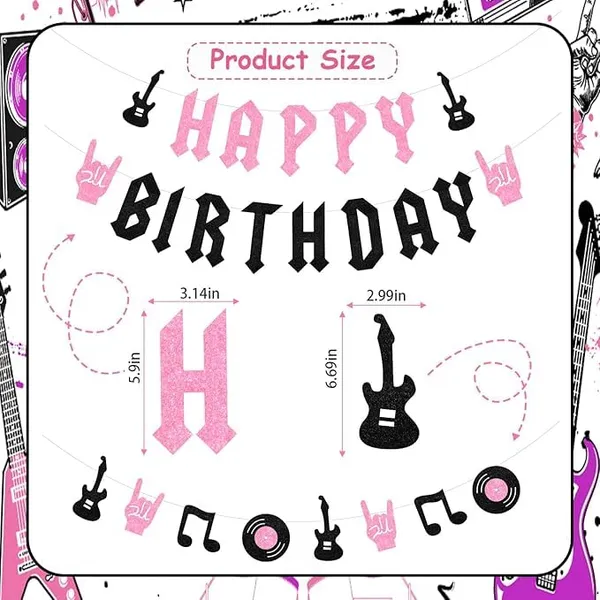 Black_Rock_Theme_Happy_Birthday_Banner_Decoration_|_Glitter_Pink_&_Black_Rock_Music_Party_Banner_With_Guitar,_Notes_&_Vinyl_Cutouts_|_Rockstar_Birthday_Party_Supplies_For_Girls_&_Boys_|_Reusable_Party_Dã©Cor