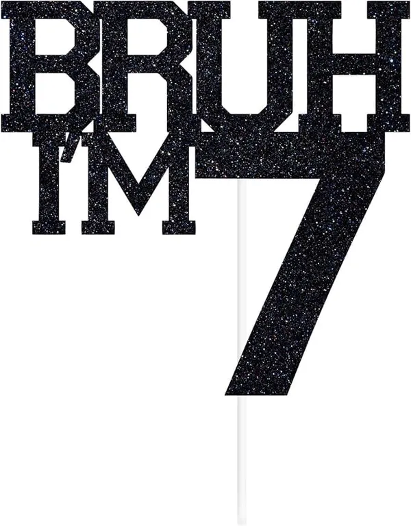Black_Bruh_I'M_7_Black_Glitter_Cake_Topper_|_Happy_7Th_Birthday_|_It'S_My_7Th_Birthday_|_Cool_Birthday_Party_Decoration_For_Kids