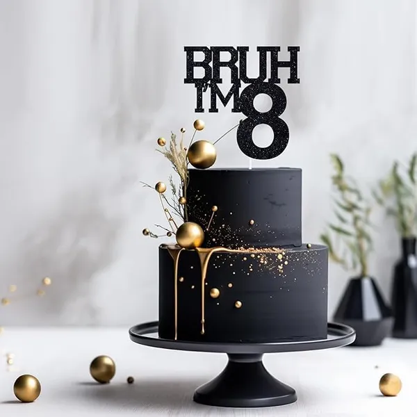 Black_Bruh_I'M_8_Black_Glitter_Cake_Topper_|_Happy_8Th_Birthday_|_It'S_My_8Th_Birthday_|_Cool_Birthday_Party_Decoration_For_Kids