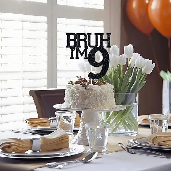 Black_Bruh_I'M_9_Black_Glitter_Cake_Topper_|_Happy_9Th_Birthday_|_It'S_My_9Th_Birthday_|_Cool_Birthday_Party_Decoration_For_Kids