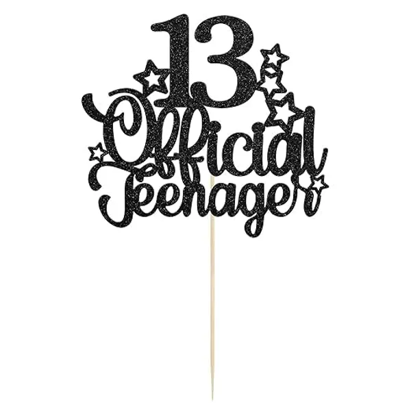 Multicollor_13_Official_Teenager_Cake_Topper_|_Glitter_Number_13Th_Birthday_Cake_Decoration_|_Pre-Assembled_|_Party_Supplies_For_Boys_&_Girls/Pack_Of_1