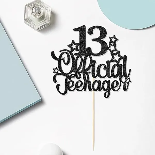 Gold_13_Official_Teenager_Cake_Topper_|_Glitter_Number_13Th_Birthday_Cake_Decoration_|_Pre-Assembled_|_Party_Supplies_For_Boys_&_Girls/Pack_Of_1_/_Black