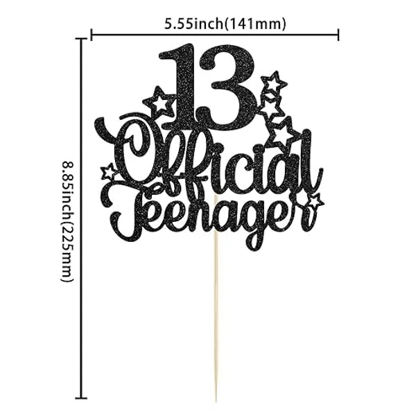 Gold_13_Official_Teenager_Cake_Topper_|_Glitter_Number_13Th_Birthday_Cake_Decoration_|_Pre-Assembled_|_Party_Supplies_For_Boys_&_Girls/Pack_Of_1_/_Black
