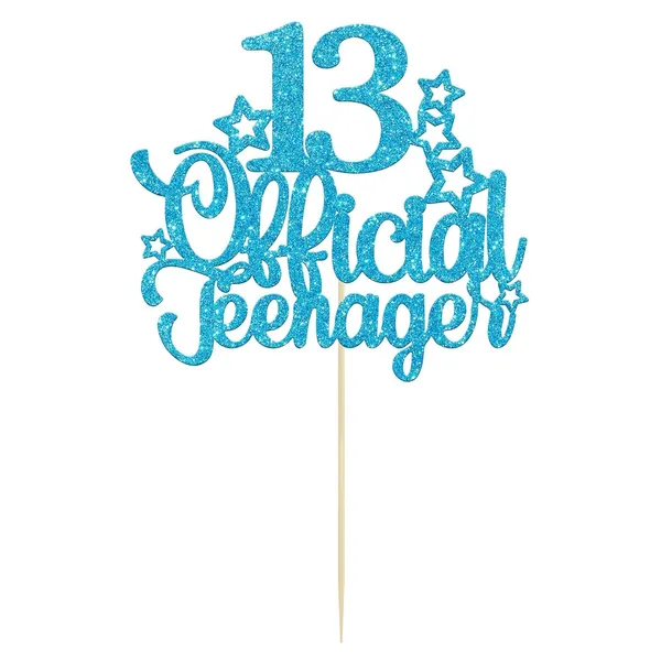Gold_13_Official_Teenager_Cake_Topper_|_Glitter_Number_13Th_Birthday_Cake_Decoration_|_Pre-Assembled_|_Party_Supplies_For_Boys_&_Girls/Pack_Of_1_/_Blue