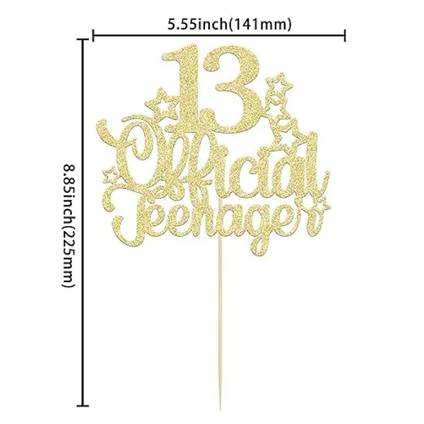 Gold_13_Official_Teenager_Cake_Topper_|_Glitter_Number_13Th_Birthday_Cake_Decoration_|_Pre-Assembled_|_Party_Supplies_For_Boys_&_Girls/Pack_Of_1_/_Gold