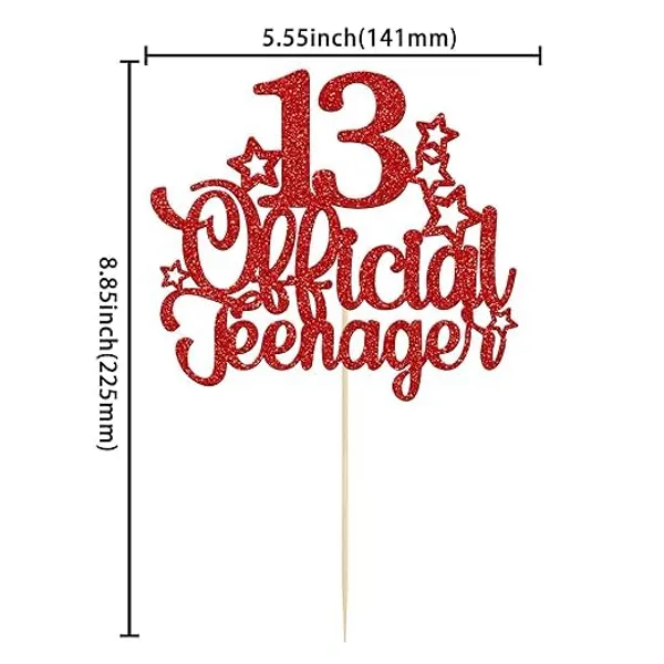 Red_13_Official_Teenager_Cake_Topper_|_Glitter_Number_13Th_Birthday_Cake_Decoration_|_Pre-Assembled_|_Party_Supplies_For_Boys_&_Girls/Pack_Of_1_/_Red