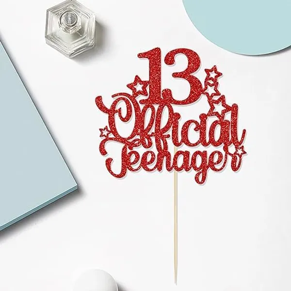 Red_13_Official_Teenager_Cake_Topper_|_Glitter_Number_13Th_Birthday_Cake_Decoration_|_Pre-Assembled_|_Party_Supplies_For_Boys_&_Girls/Pack_Of_1_/_Red