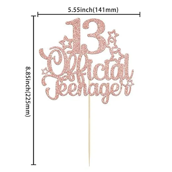 Gold_13_Official_Teenager_Cake_Topper_|_Glitter_Number_13Th_Birthday_Cake_Decoration_|_Pre-Assembled_|_Party_Supplies_For_Boys_&_Girls/Pack_Of_1_/_Rose_Gold