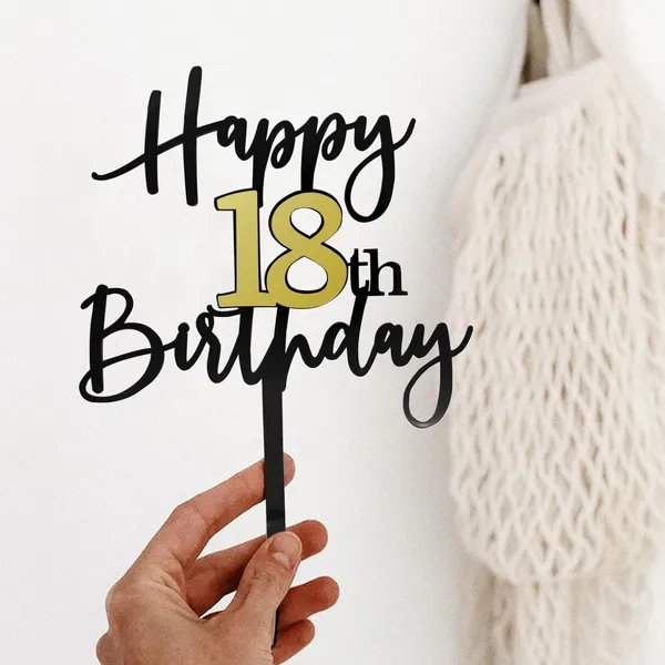 Black_Happy_18Th_Birthday_Cake_Topper_|_Double-Sided_Acrylic_Cake_Decoration_In_Black_&_Mirrored_Gold_|_Elegant_Eighteenth_Birthday_Party_Cake_Topper_For_Girls_&_Boys