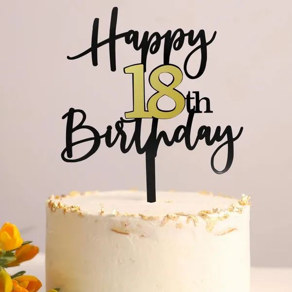 Black_Happy_18Th_Birthday_Cake_Topper_|_Double-Sided_Acrylic_Cake_Decoration_In_Black_&_Mirrored_Gold_|_Elegant_Eighteenth_Birthday_Party_Cake_Topper_For_Girls_&_Boys