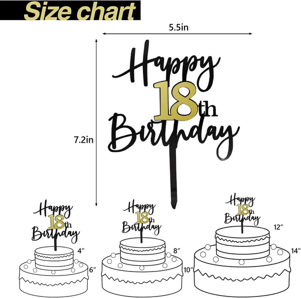 Black_Happy_18Th_Birthday_Cake_Topper_|_Double-Sided_Acrylic_Cake_Decoration_In_Black_&_Mirrored_Gold_|_Elegant_Eighteenth_Birthday_Party_Cake_Topper_For_Girls_&_Boys