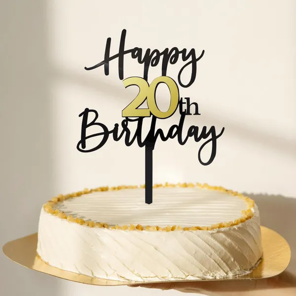 Black_Happy_20Th_Birthday_Cake_Topper_|_Double-Sided_Acrylic_Cake_Decoration_In_Black_&_Mirrored_Gold_|_Elegant_Twentieth_Birthday_Party_Cake_Topper_For_Girls_&_Boys