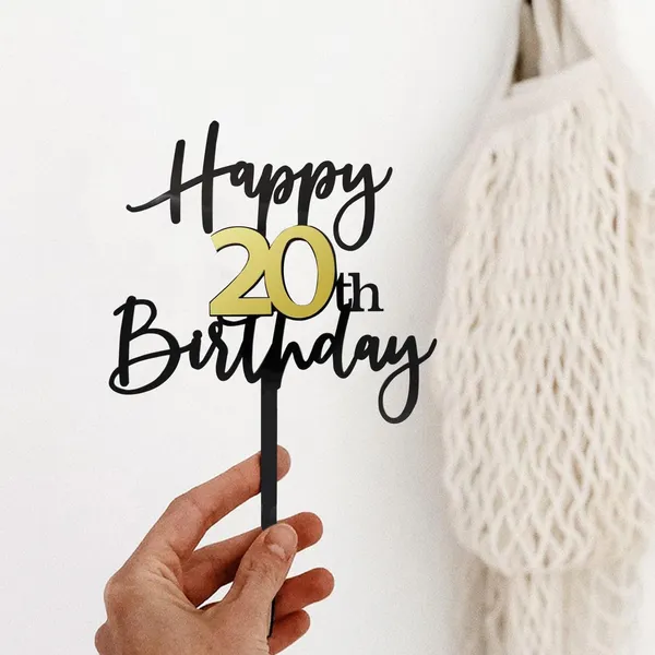 Black_Happy_20Th_Birthday_Cake_Topper_|_Double-Sided_Acrylic_Cake_Decoration_In_Black_&_Mirrored_Gold_|_Elegant_Twentieth_Birthday_Party_Cake_Topper_For_Girls_&_Boys