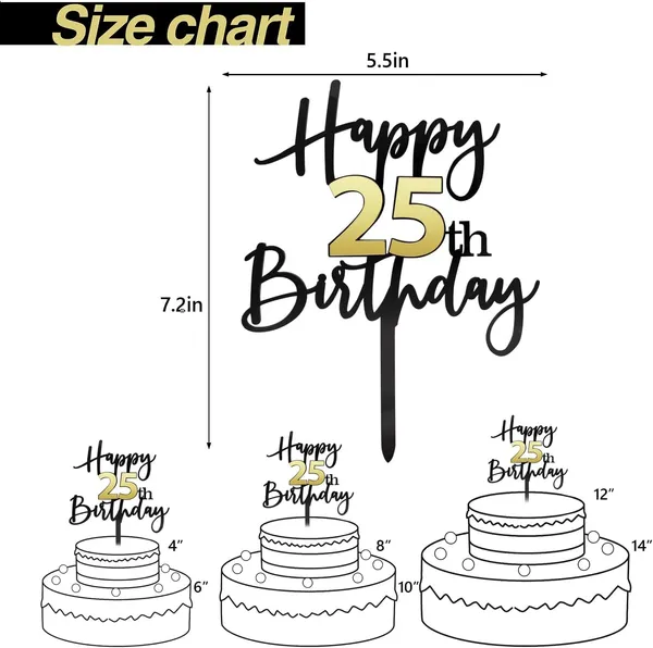 Black_Happy_25Th_Birthday_Cake_Topper_|_Double-Sided_Acrylic_Cake_Decoration_In_Black_&_Mirrored_Gold_|_Elegant_Eighteenth_Birthday_Party_Cake_Topper_For_Girls_&_Boys