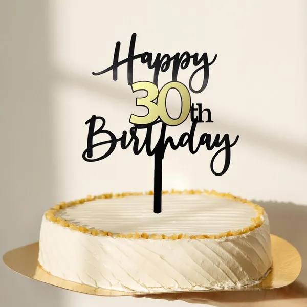 Black_Happy_30Th_Birthday_Cake_Topper_|_Double-Sided_Acrylic_Cake_Decoration_In_Black_&_Mirrored_Gold_|_Elegant_Thirtieth_Birthday_Party_Cake_Topper_For_Girls_&_Boys