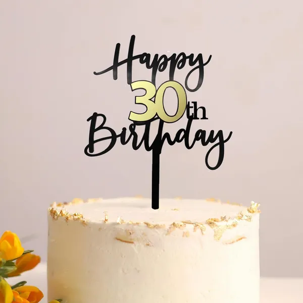 Black_Happy_30Th_Birthday_Cake_Topper_|_Double-Sided_Acrylic_Cake_Decoration_In_Black_&_Mirrored_Gold_|_Elegant_Thirtieth_Birthday_Party_Cake_Topper_For_Girls_&_Boys