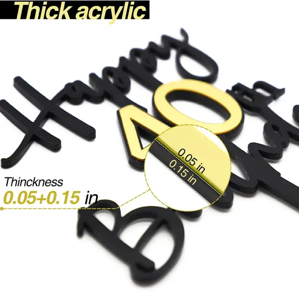 Black_Happy_40Th_Birthday_Cake_Topper_|_Double-Sided_Acrylic_Cake_Decoration_In_Black_&_Mirrored_Gold_|_Elegant_Fortieth_Birthday_Party_Cake_Topper_For_Girls_&_Boys