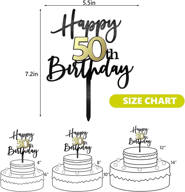 Black_Happy_50Th_Birthday_Cake_Topper_|_Double-Sided_Acrylic_Cake_Decoration_In_Black_&_Mirrored_Gold_|_Elegant_Fiftieth_Birthday_Party_Cake_Topper_For_Girls_&_Boys