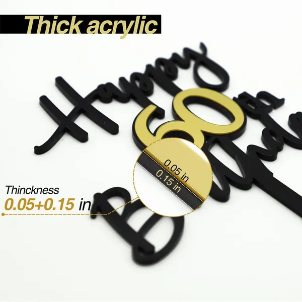 Black_Happy_60Th_Birthday_Cake_Topper_|_Double-Sided_Acrylic_Cake_Decoration_In_Black_&_Mirrored_Gold_|_Elegant_Sixtieth_Birthday_Party_Cake_Topper_For_Girls_&_Boys